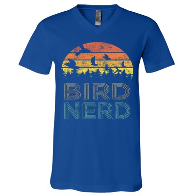 Bird Nerd Retro Vintage Distressed Bird Watcher Watching Gift V-Neck T-Shirt