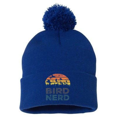 Bird Nerd Retro Vintage Distressed Bird Watcher Watching Gift Pom Pom 12in Knit Beanie