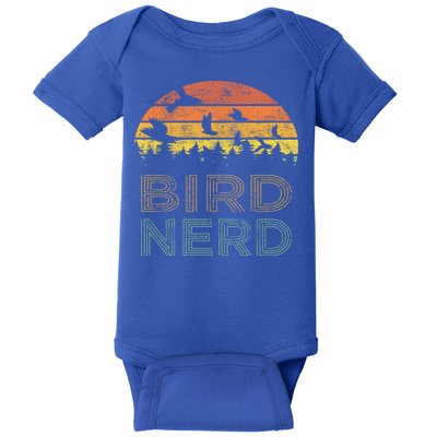 Bird Nerd Retro Vintage Distressed Bird Watcher Watching Gift Baby Bodysuit