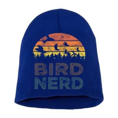 Bird Nerd Retro Vintage Distressed Bird Watcher Watching Gift Short Acrylic Beanie