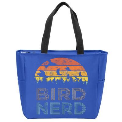 Bird Nerd Retro Vintage Distressed Bird Watcher Watching Gift Zip Tote Bag