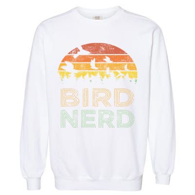 Bird Nerd Retro Vintage Distressed Bird Watcher Watching Gift Garment-Dyed Sweatshirt