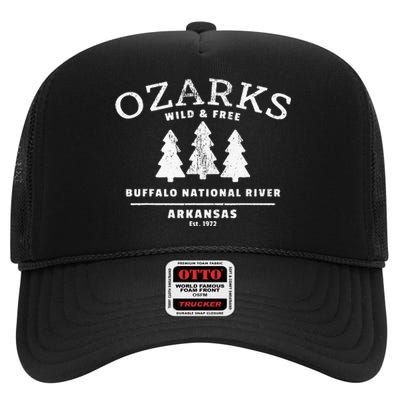 Buffalo National River Arkansas Ozark Mountains High Crown Mesh Back Trucker Hat