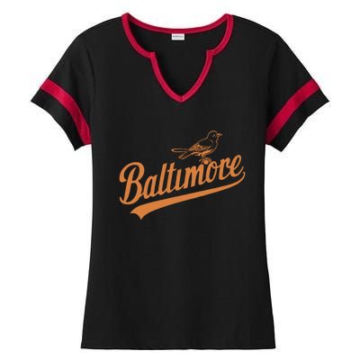 Baltimore Name Retro Vintage Ladies Halftime Notch Neck Tee