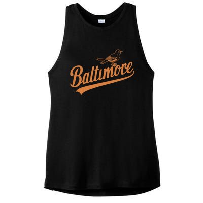 Baltimore Name Retro Vintage Ladies PosiCharge Tri-Blend Wicking Tank