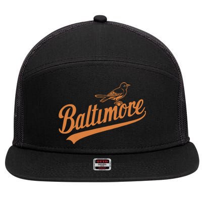 Baltimore Name Retro Vintage 7 Panel Mesh Trucker Snapback Hat