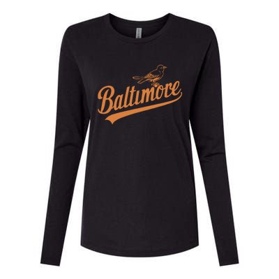 Baltimore Name Retro Vintage Womens Cotton Relaxed Long Sleeve T-Shirt