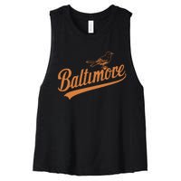 Baltimore Name Retro Vintage Women's Racerback Cropped Tank