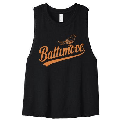 Baltimore Name Retro Vintage Women's Racerback Cropped Tank