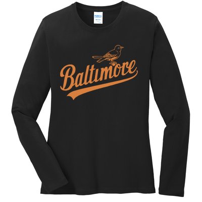 Baltimore Name Retro Vintage Ladies Long Sleeve Shirt