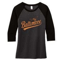 Baltimore Name Retro Vintage Women's Tri-Blend 3/4-Sleeve Raglan Shirt