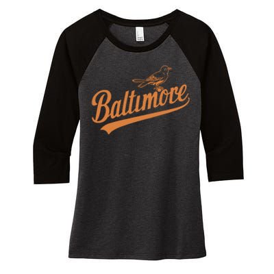 Baltimore Name Retro Vintage Women's Tri-Blend 3/4-Sleeve Raglan Shirt