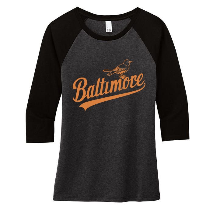 Baltimore Name Retro Vintage Women's Tri-Blend 3/4-Sleeve Raglan Shirt