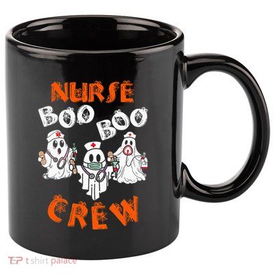 Boo Nurse Scrub Funny Ghost Halloween Costumes 11oz C Handle Ceramic Mug