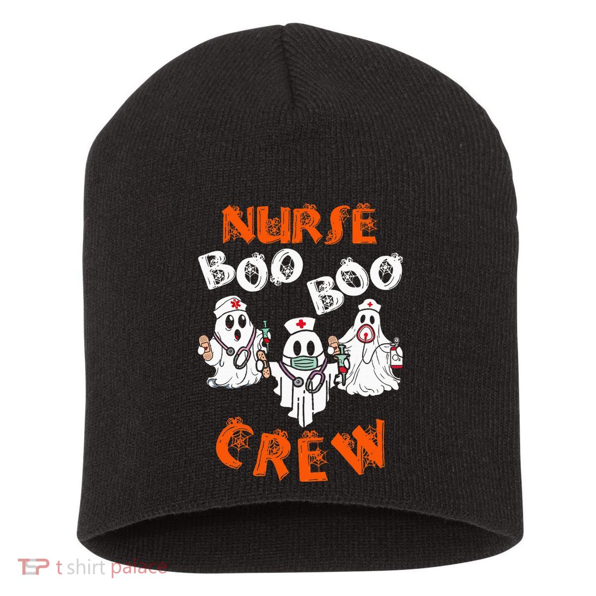 Boo Nurse Scrub Funny Ghost Halloween Costumes Short Acrylic Beanie