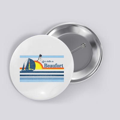 Beaufort North South Carolina NC SC Gift Beach Retro Vintage Button