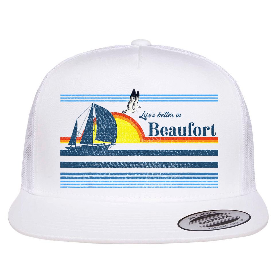 Beaufort North South Carolina NC SC Gift Beach Retro Vintage Flat Bill Trucker Hat