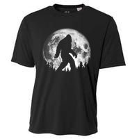 Bigfoot Night Stroll! Cool Full Moon & Trees Sasquatch Cooling Performance Crew T-Shirt