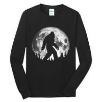 Bigfoot Night Stroll! Cool Full Moon & Trees Sasquatch Tall Long Sleeve T-Shirt