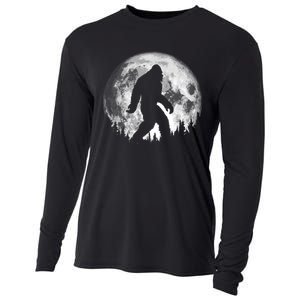 Bigfoot Night Stroll! Cool Full Moon & Trees Sasquatch Cooling Performance Long Sleeve Crew