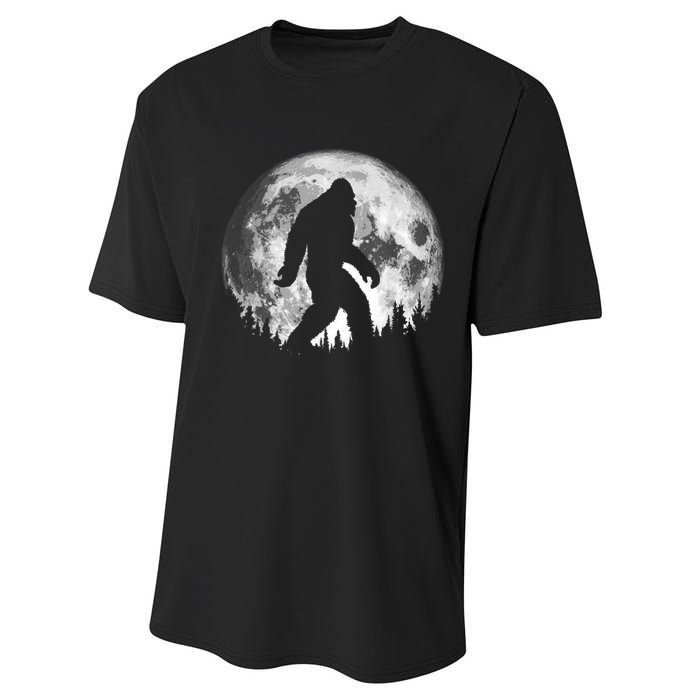 Bigfoot Night Stroll! Cool Full Moon & Trees Sasquatch Performance Sprint T-Shirt