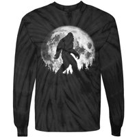 Bigfoot Night Stroll! Cool Full Moon & Trees Sasquatch Tie-Dye Long Sleeve Shirt