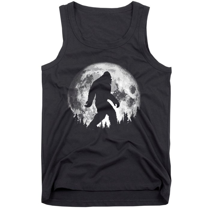 Bigfoot Night Stroll! Cool Full Moon & Trees Sasquatch Tank Top