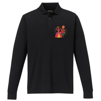 Black Nutcracker Sugar Plum Fairy Kwanzaa African Christmas Performance Long Sleeve Polo