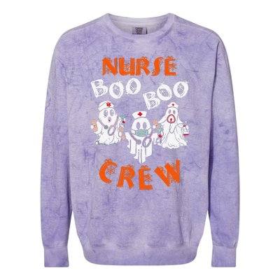 Boo Nurse Scrub Funny Ghost Halloween Colorblast Crewneck Sweatshirt