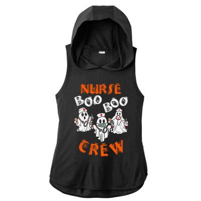 Boo Nurse Scrub Funny Ghost Halloween Ladies PosiCharge Tri-Blend Wicking Draft Hoodie Tank