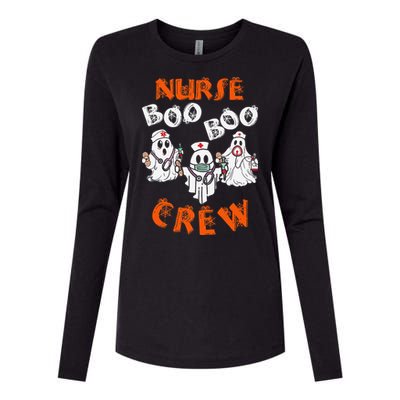 Boo Nurse Scrub Funny Ghost Halloween Womens Cotton Relaxed Long Sleeve T-Shirt