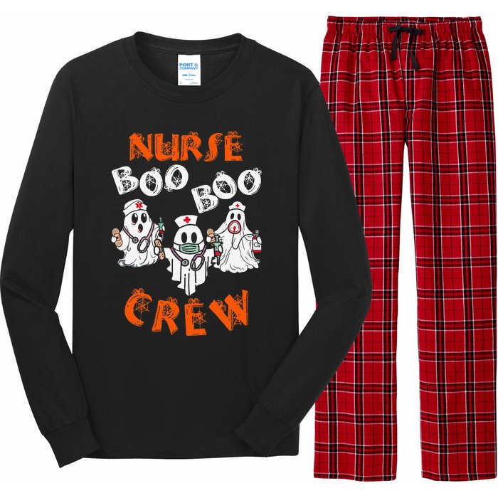 Boo Nurse Scrub Funny Ghost Halloween Long Sleeve Pajama Set