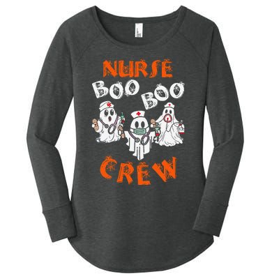 Boo Nurse Scrub Funny Ghost Halloween Women's Perfect Tri Tunic Long Sleeve Shirt