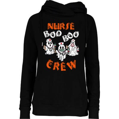 Boo Nurse Scrub Funny Ghost Halloween Womens Funnel Neck Pullover Hood