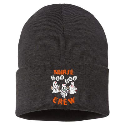 Boo Nurse Scrub Funny Ghost Halloween Sustainable Knit Beanie
