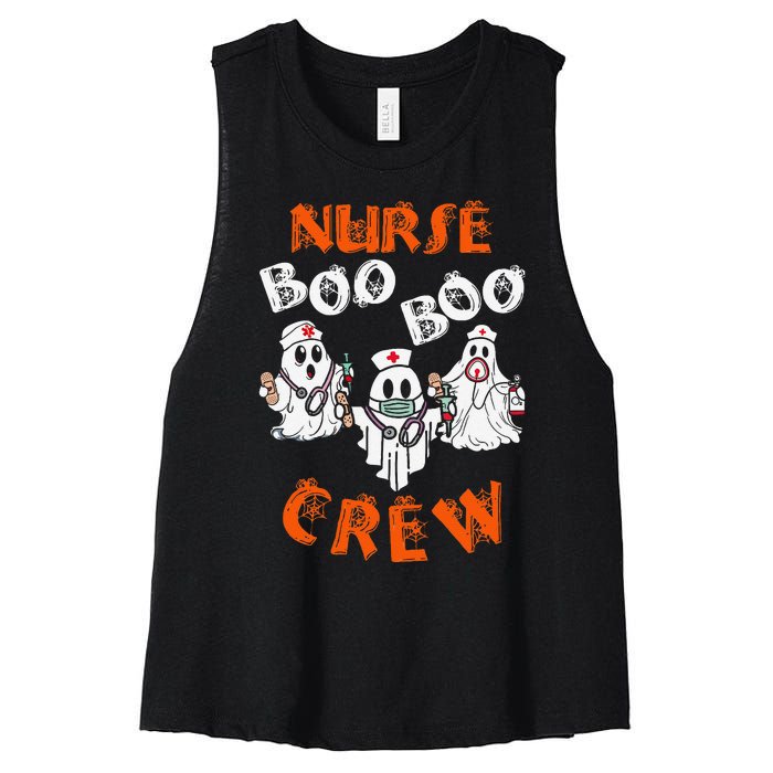 Boo Nurse Scrub Funny Ghost Halloween Women's Racerback Cropped Tank