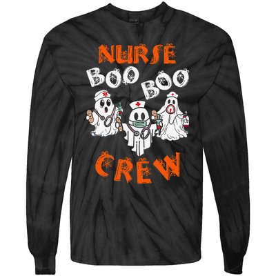 Boo Nurse Scrub Funny Ghost Halloween Tie-Dye Long Sleeve Shirt