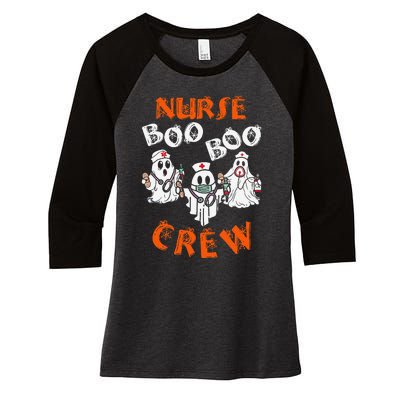 Boo Nurse Scrub Funny Ghost Halloween Women's Tri-Blend 3/4-Sleeve Raglan Shirt