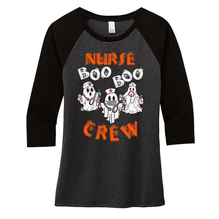 Boo Nurse Scrub Funny Ghost Halloween Women's Tri-Blend 3/4-Sleeve Raglan Shirt