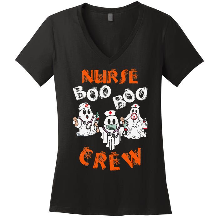 Boo Nurse Scrub Funny Ghost Halloween Women's V-Neck T-Shirt