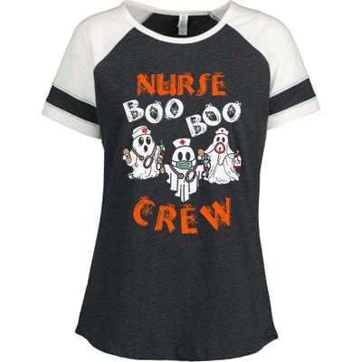 Boo Nurse Scrub Funny Ghost Halloween Enza Ladies Jersey Colorblock Tee