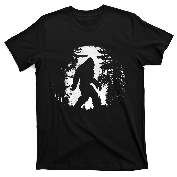 Bigfoot Night Stroll Cool Full Moon & Tree Tunnel Sasquatch T-Shirt