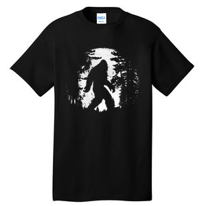 Bigfoot Night Stroll Cool Full Moon & Tree Tunnel Sasquatch Tall T-Shirt