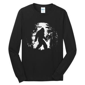 Bigfoot Night Stroll Cool Full Moon & Tree Tunnel Sasquatch Tall Long Sleeve T-Shirt