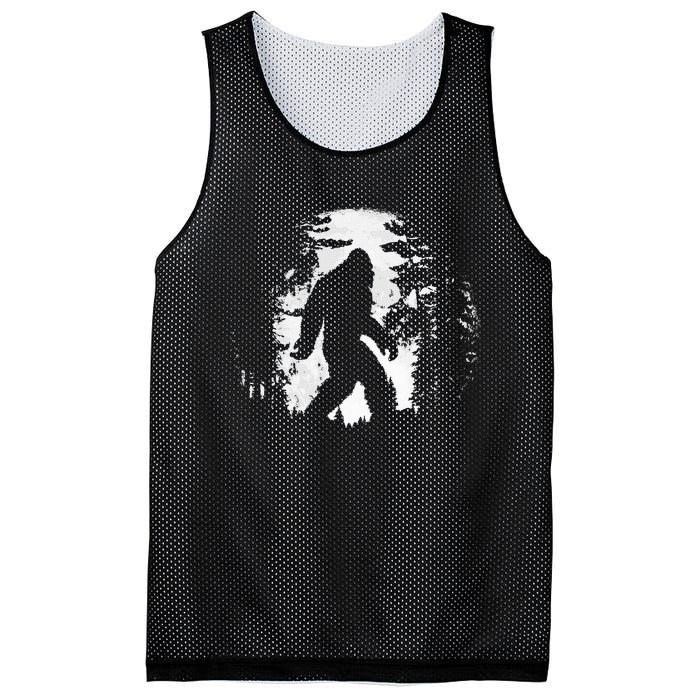 Bigfoot Night Stroll Cool Full Moon & Tree Tunnel Sasquatch Mesh Reversible Basketball Jersey Tank