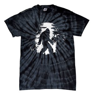 Bigfoot Night Stroll Cool Full Moon & Tree Tunnel Sasquatch Tie-Dye T-Shirt