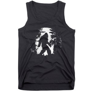 Bigfoot Night Stroll Cool Full Moon & Tree Tunnel Sasquatch Tank Top