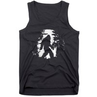 Bigfoot Night Stroll Cool Full Moon & Tree Tunnel Sasquatch Tank Top