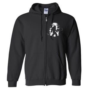 Bigfoot Night Stroll Cool Full Moon & Tree Tunnel Sasquatch Full Zip Hoodie