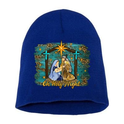 Beautiful Nativity Scene Jesus Christmas Graphic Gift Short Acrylic Beanie